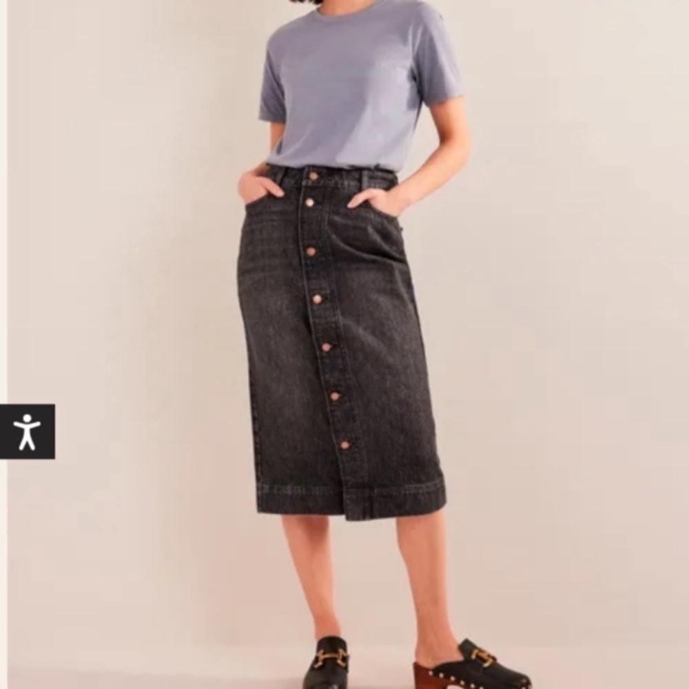 Boden MIDI Black Denim Skirt 10R NWT